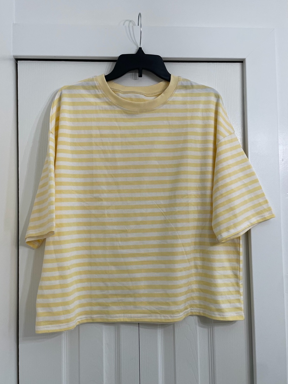 Yellow & White Striped Short Sleeve Tee